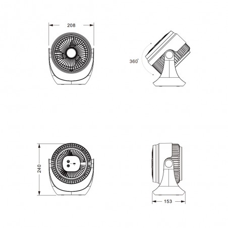 Ventilateur de table rechargeable LED Tempest (1W)