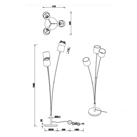 Lampadaire Tommy (3 lumieres)