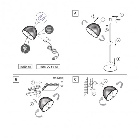 Lampe LED avec batterie rechargeable Maxima (3W)