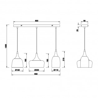 Lámpe a suspension Chiraz (3 Lumieres)