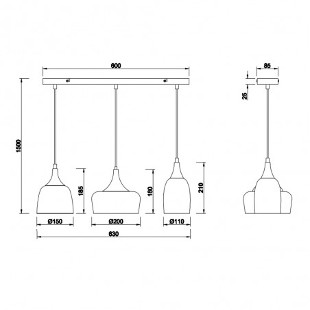 Lámpe a suspension Chiraz (3 Lumieres)
