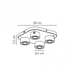Plafonnier LED Clyde (4x3.5W)
