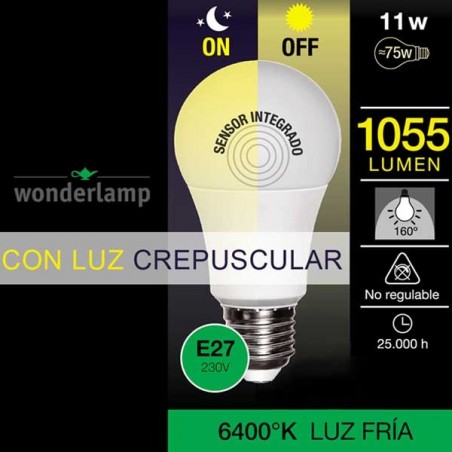 Ampoule LED avec capteur crépusculaire E-27 11W 6400ºK