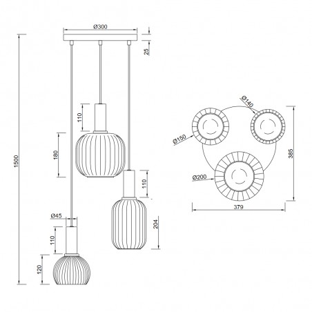 Lampe de suspension Diva (3 lumieres)