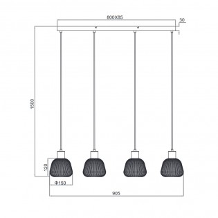 Lampe de suspension Tarifa (4 lumieres)