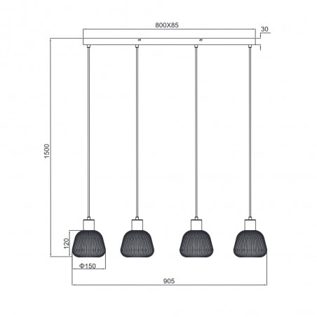Lampe de suspension Tarifa (4 lumieres)