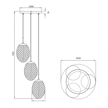 Lampe de suspension Facette (3 lumieres)