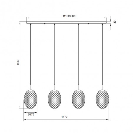 Lampe de suspension Facette (4 lumieres)