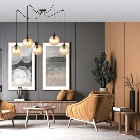 Lampe de suspension Fedora Ambre (5 lumieres)