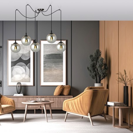Lampe de suspension Fedora Graphite (5 lumieres)