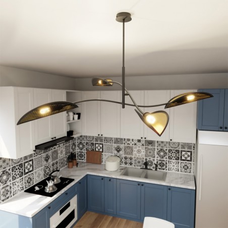 Lampe de plafond Flik Noir (4 lumieres)