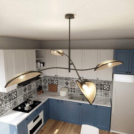Lampe de plafond Flik Rotin (4 lumieres)