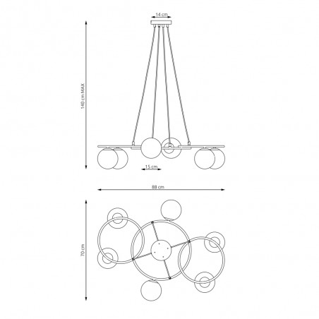 Lampe de plafond Pensal Mix (6 lumieres)