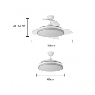 Ventilateur LED avec pales pliantes Aquilone CCT (72W)