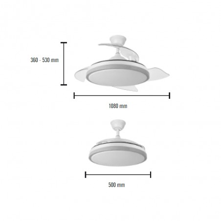 Ventilateur LED avec pales pliantes Aquilone CCT (72W)