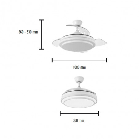Ventilateur LED avec pales pliantes Eolos CCT (72W)