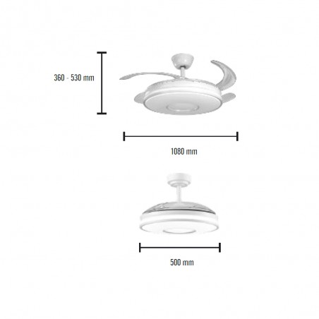 Ventilateur LED avec pales pliantes Sotovento CCT (72W)