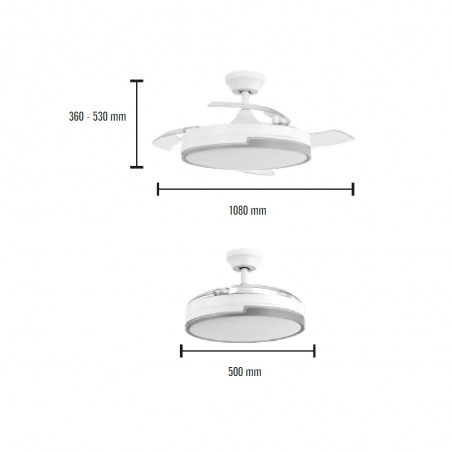 Ventilateur LED avec pales pliantes Vespero CCT (72W)
