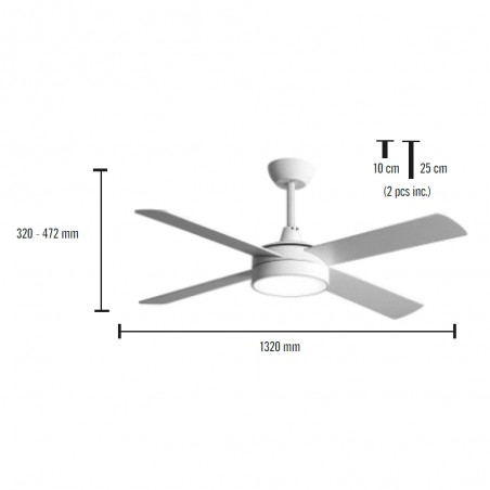 Ventilateur de plafond LED Diablo CCT Dim (22W)