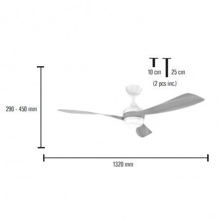 Ventilateur de plafond LED Passat CCT Dim (18W)