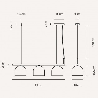 Lampe de suspension Camila (3 lumieres)