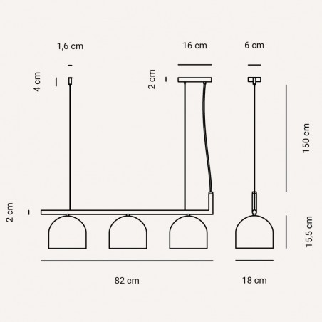 Lampe de suspension Camila (3 lumieres)