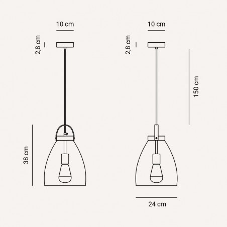 Lampe de plafond Cloche Fumé