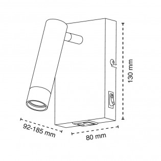 Applique murale lecteur avec USB Slim