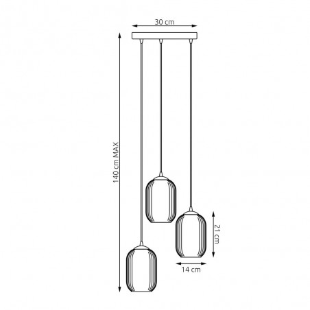 Lámpe a suspension Valdi II (3 lumieres)