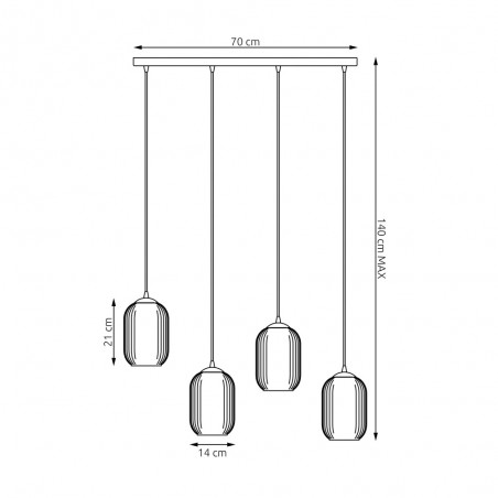 Lámpe a suspension Valdi (4 lumieres)