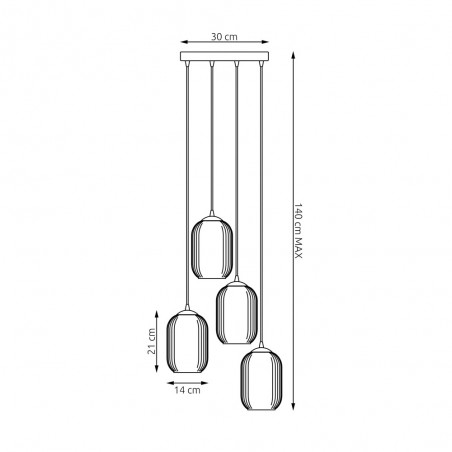 Lámpe a suspension Valdi II (4 lumieres)