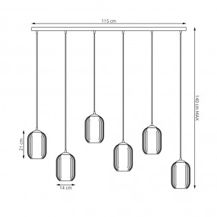 Lámpe a suspension Valdi (6 lumieres)