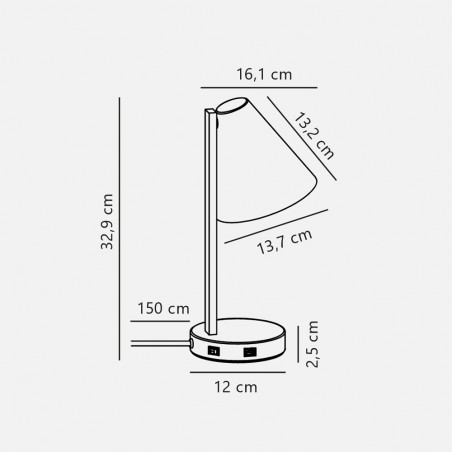 Lampe de chevet à USB Wilmer