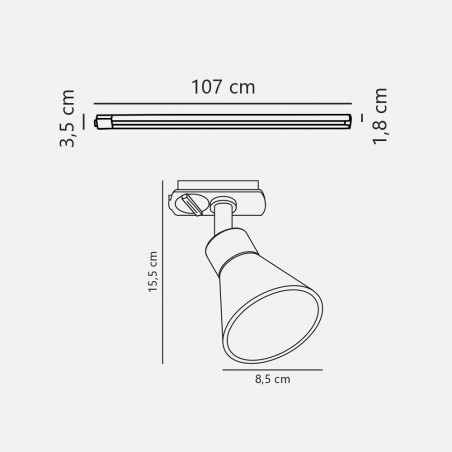 Kit de rail Nordlux Link 1M. + 3 spots Eik