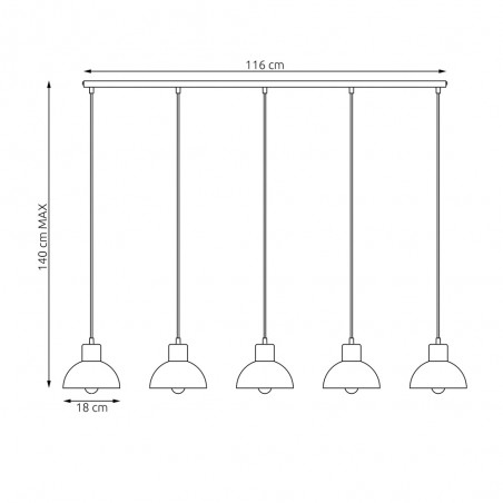 Lámpe a suspension Tuno (5 lumieres)