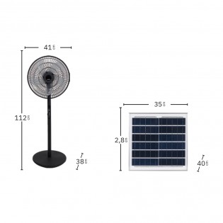 Ventilateur sur pied avec panneau solaire Rialto (30W)