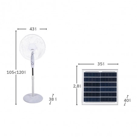 Ventilateur sur pied avec panneau solaire Frontera (30W)