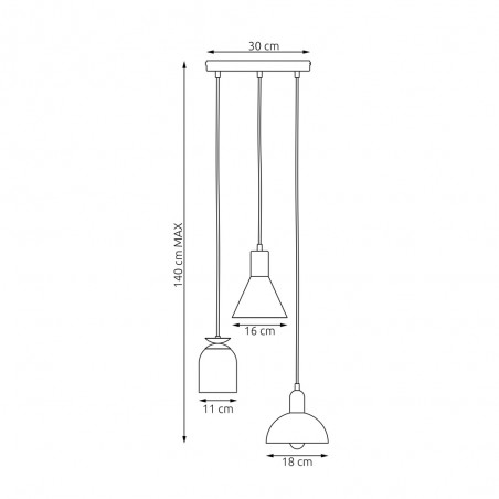 Lámpe a suspension Sesma II (3 lumieres)