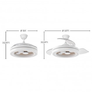 Ventilateur LED à pales pliantes Cupido CCT Smart (55W)