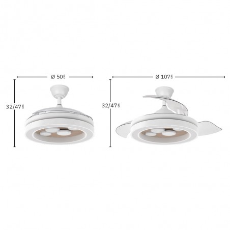 Ventilateur LED à pales pliantes Cupido CCT Smart (55W)