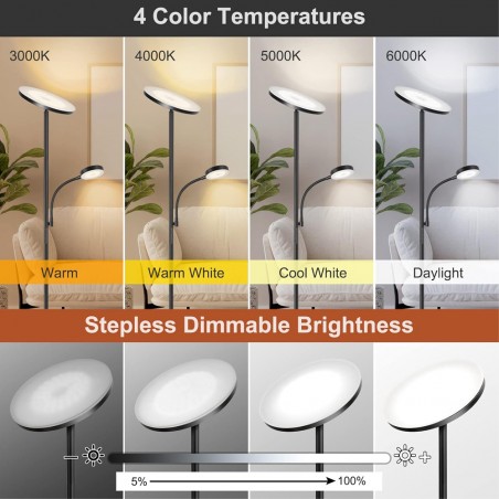 Lampadaire LED Niela CCT Dim (30+6W)