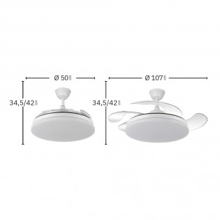 Ventilateur LED pales pliantes Tridente CCT Dim (59W)