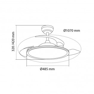 Ventilateur LED pales pliantes Trident CCT Dim (72W)