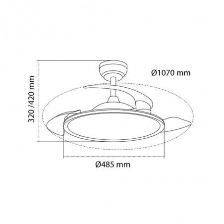 Ventilateur LED pales pliantes Trident CCT Dim (72W)