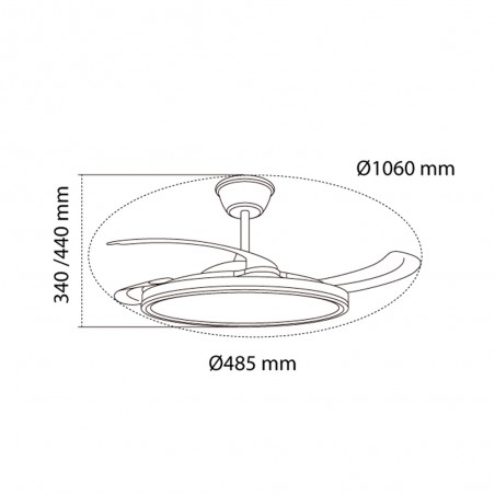 Ventilateur LED pales rétractables Astor CCT Dim (45+9W)