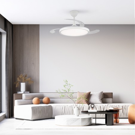Ventilateur LED pales rétractables Astor CCT Dim (45+9W)