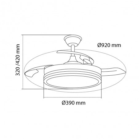 Ventilateur LED pales pliantes Evo Mini CCT Dim Smart (46W)