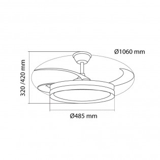 Ventilateur LED pales pliantes Evo CCT Dim Smart (72W)
