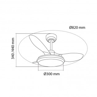 Ventilateur de plafond LED Stel TL Mini CCT Dim (35W)
