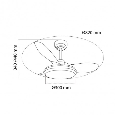 Ventilateur de plafond LED Stel TL Mini CCT Dim (35W)